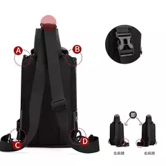 Homens de náilon mochila peito pacote ombro com porta carregamento usb viagem m - Show Drop