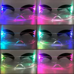 Acrílico led luminoso óculos de festa brilho neon light up viseira óculos dj - comprar online