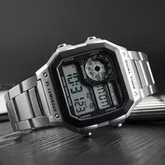 Skmei 1335 pulseira de aço inoxidável relógio digital reloj hombre relógio e - loja online
