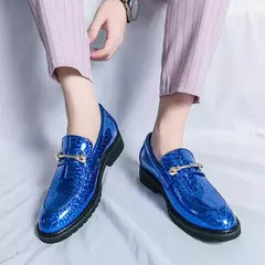 Sapatos de couro brilhantes para homens, mocassins luxuosos, sapatos de banquete - comprar online