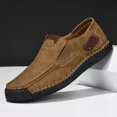 Sapatos masculinos casuais confortáveis deslizamento em mocassins de couro apar - loja online