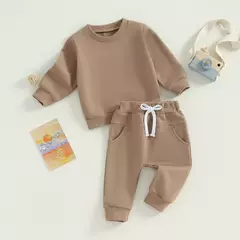 Pudcoco bebê menino 2 peças roupa fofa cor sólida manga comprida moletom e ca na internet