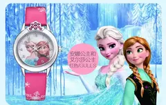Elsa Princess Watch for Kids, pulseira de couro, relógios de pulso infantis fof - loja online
