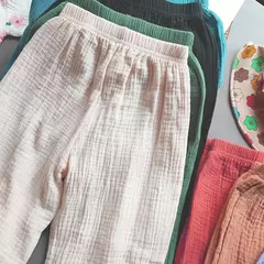 Verão meninos meninas calças de linho algodão casual bebê crianças soltas h - comprar online