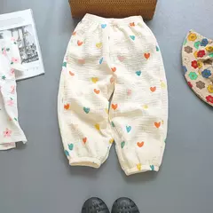 Imagem do Verão meninos meninas calças de linho algodão casual bebê crianças soltas h