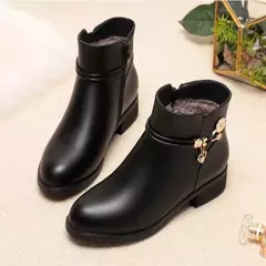 Botas de inverno femininas à prova à prova d&#39;água água couro quente mãe