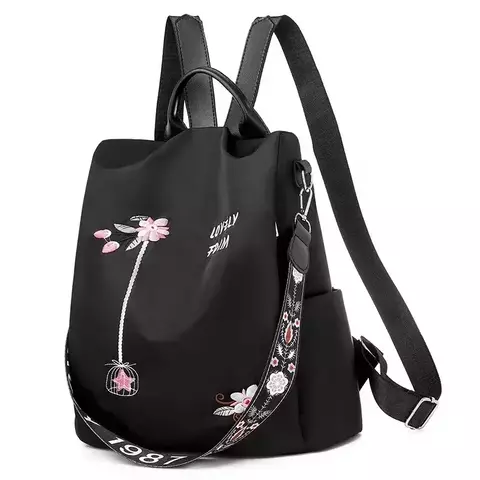 À prova dwaterproof água oxford bordado mochila feminina moda anti-roubo grande - comprar online