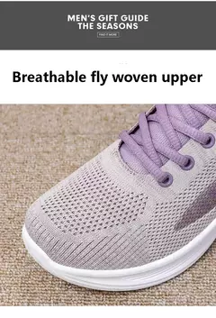Imagem do Sapatos casuais com renda para mulheres, leve, sola grossa, exercícios, esporte
