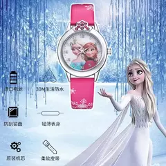 Elsa Princess Watch for Kids, pulseira de couro, relógios de pulso infantis fof na internet