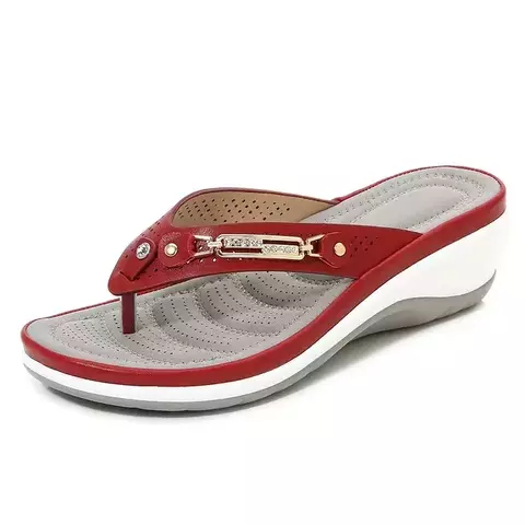 35-43 sapatos para mulheres verão moda cunhas botão de metal slides sapatos co - comprar online