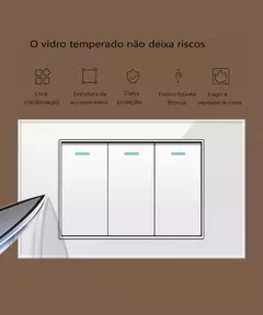 DELEFU 4*2 Vidro Temperado Branco Tomada Padrão Brasil com Dupla USB Tipo C Tom