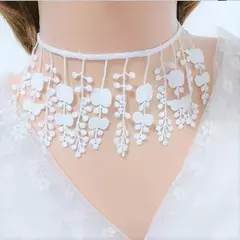 Colar de pingente branco gótico para mulheres, gargantilha de renda, joia para casamento na internet