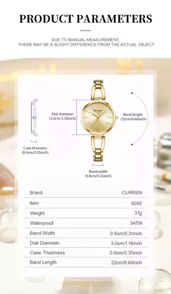 Curren relógio de luxo para mulher alta qualidade diamante com requinte para senhoras relógio luxuoso - comprar online
