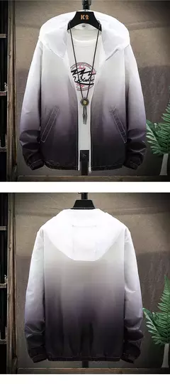 Jaqueta fina de bloqueio de cores masculina, protetor solar, jaqueta casual à p - comprar online