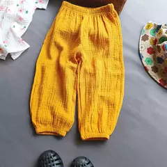 Imagem do Verão meninos meninas calças de linho algodão casual bebê crianças soltas h