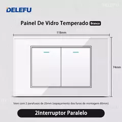 Imagem do DELEFU 4*2 Vidro Temperado Branco Tomada Padrão Brasil com Dupla USB Tipo C Tom