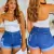 Short Jeans Feminino Cintura Alta Short Levanta Bumbum Tendência da Moda Envio Imediato Oferta Imperdível! na internet