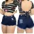 Imagem do Short Bermuda Cintura Alta Jeans Feminino Desfiado Destroyed