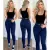 Imagem do Calça Jeans Feminina Azul Marinho Azul Carbono Tradicional com Lycra Levanta o Bumbum Rasgado no Joelho