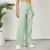 Lovito Preppy Calça Plissada com Bolsos L12D19 (Verde/Azul) - loja online