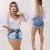 Short Bermuda Cintura Alta Jeans Feminino Desfiado Destroyed