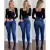 Calça Jeans Feminina Azul Marinho Azul Carbono Tradicional com Lycra Levanta o Bumbum Rasgado no Joelho - eiOhneh