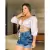 Short Jeans Feminino com Lycra Cintura Alta Modelo Marquezine Blogueira Oferta Imperdível - comprar online