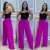 Calça Pantalona Feminina Com Elástico Na Cintura Tecido Duna Sem fenda - eiOhneh