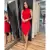 Vestido Feminino Midi Com Uma Fenda Lateral Casual Gola Alta Malha Canelado Blogueira - comprar online