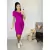 Vestido Midi Canelado Manga Curta De Amarração Na Cintura - eiOhneh