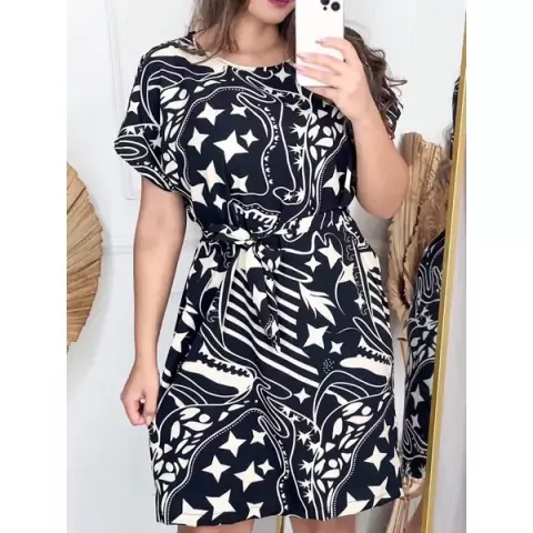 Vestido Confortável | Crepinho estampado