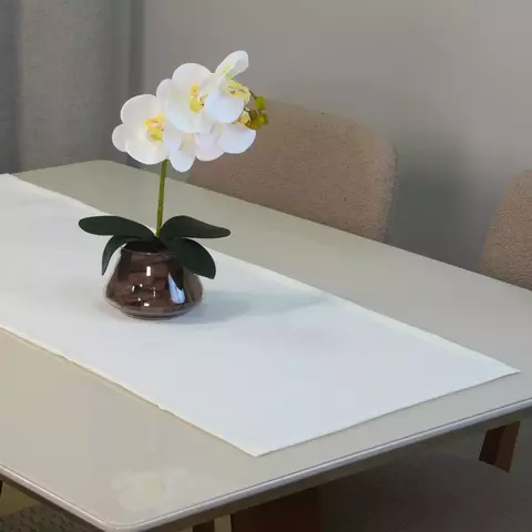 Caminho Trilho de Mesa Basic Palha 1 Peça 1,30m x 40cm 100% Poliéster Tecido Oxford