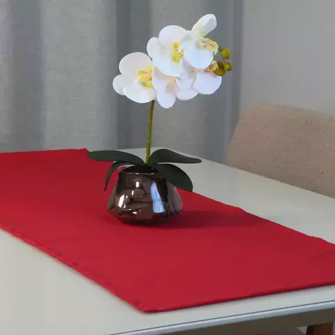 Caminho Trilho de Mesa Basic Vermelho 1 Peça 1,30m x 40cm 100% Poliéster Tecido Oxford