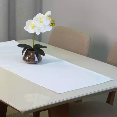 Caminho Trilho de Mesa Basic Branco 1 Peça 1,30m x 40cm 100% Poliéster Tecido Oxford