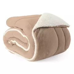 Imagem do Coberdrom Maya Casal Cobertor Queen Manta Soft e Sherpa de Carneiro 100% Poliéster Bege