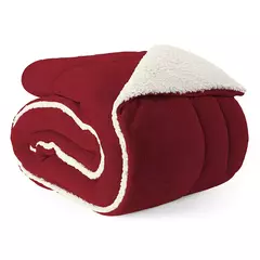 Coberdrom Maya Solteiro Cobertor Manta Soft e Sherpa de Carneiro 100% Poliéster Vermelho - comprar online