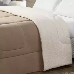 Coberdrom Maya Casal Cobertor Queen Manta Soft e Sherpa de Carneiro 100% Poliéster Bege na internet