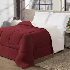 Imagem do Coberdrom Maya Solteiro Cobertor Manta Soft e Sherpa de Carneiro 100% Poliéster Vermelho