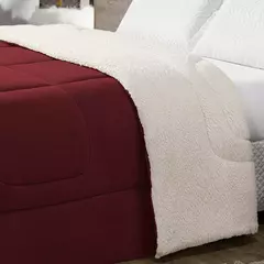 Coberdrom Maya Solteiro Cobertor Manta Soft e Sherpa de Carneiro 100% Poliéster Vermelho - loja online