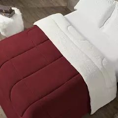 Coberdrom Maya Casal Cobertor Queen Manta Soft e Sherpa de Carneiro 100% Poliéster Vermelho - comprar online