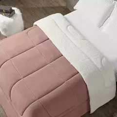 Coberdrom Maya Casal Cobertor Queen Manta Soft e Sherpa de Carneiro 100% Poliéster Rosê - comprar online