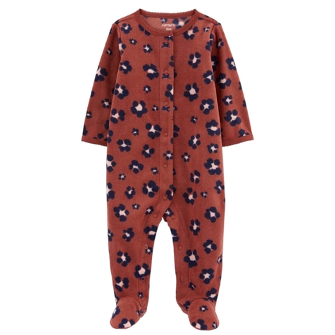 Macacão bebê fleece flor animal print marrom Carter’s