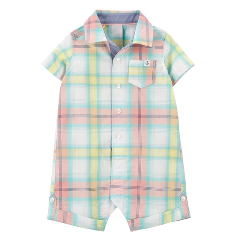 Romper bebê com botões xadrez colorido Carter’s