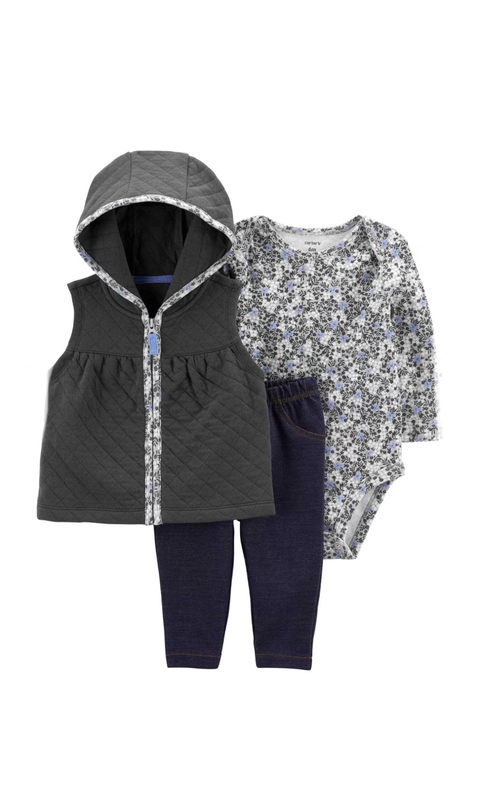 Conjunto baby 3 peças matelado floral Carter's