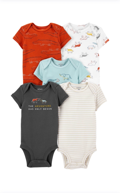 Kit body 5 peças animais Carter’s
