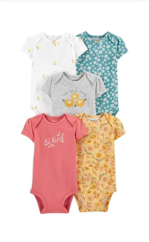 Kit Body manga curta floral Carter’s