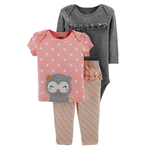 Trio corujinha floral Carter’s