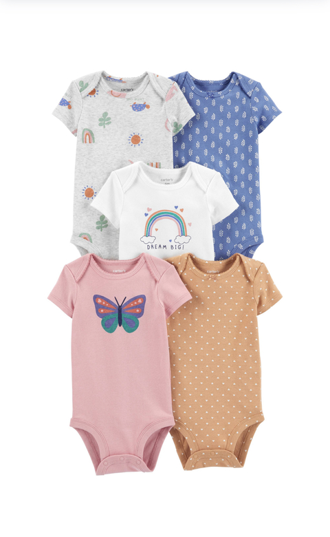 Kit body manga curta 5 peças arco-íris Carter’s
