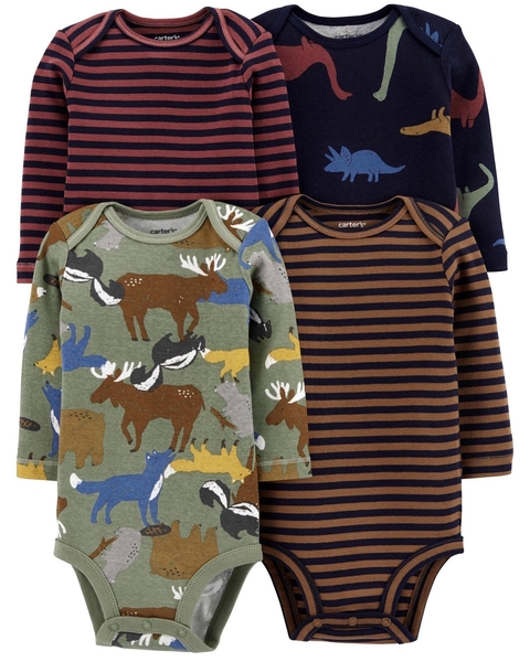 Kit body animais manga longa Carter’s