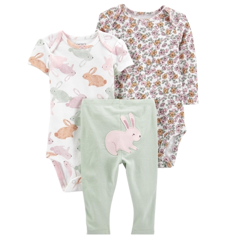 Trio bebê coelho floral Carter’s